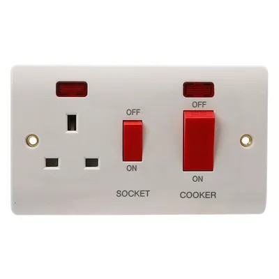 COOKER 45A IŞIKLI PRİZLİ BEYAZ