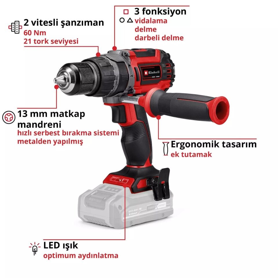 AKÜLÜ DARBELİ VİDALAMA TP-CD 18/60 Li-i BL - Solo