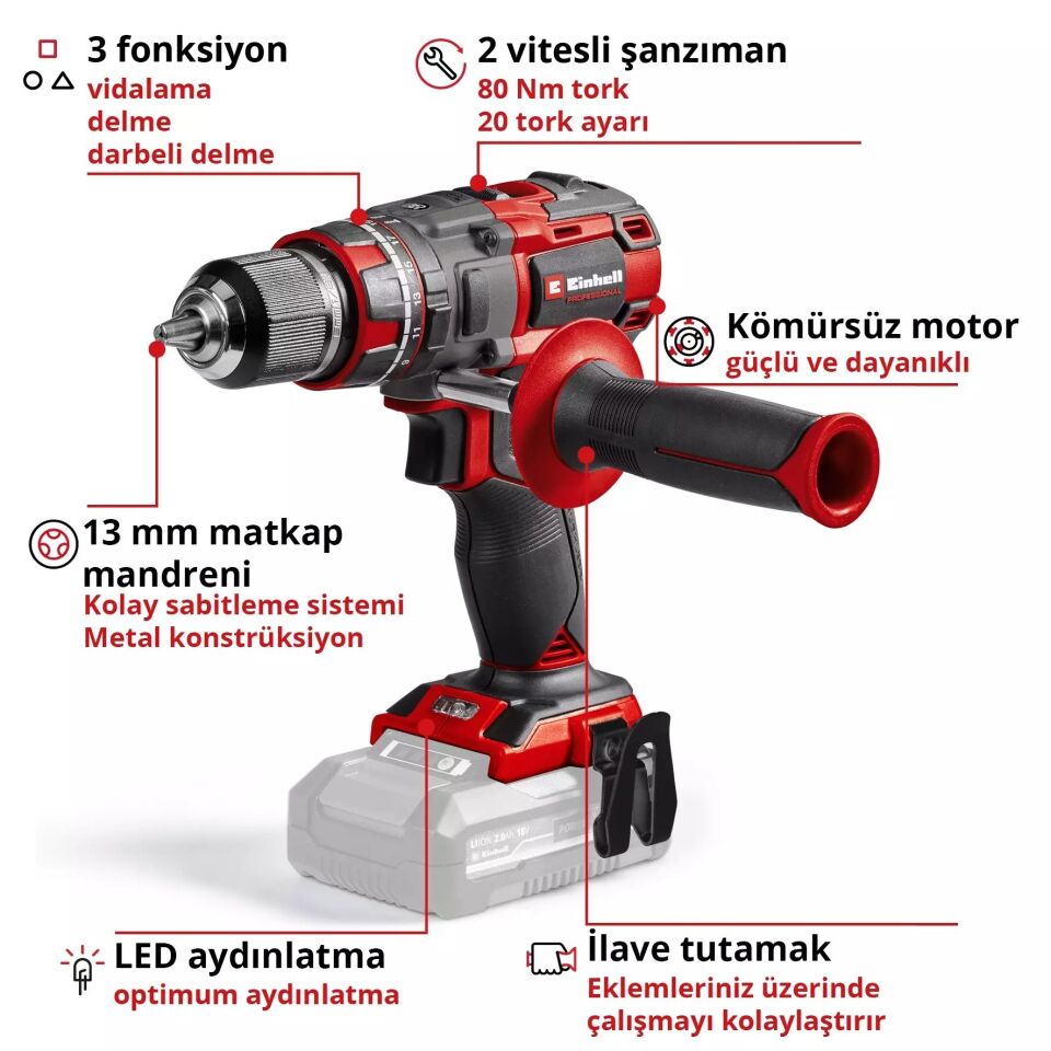 AKÜLÜ DARBELİ VİDALAMA TP-CD 18/80 Li-i BL - Solo
