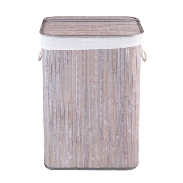 ÇAMAŞIR SEPETİ BAMBU DİKDÖRTGEN KAPAKLI GRİ