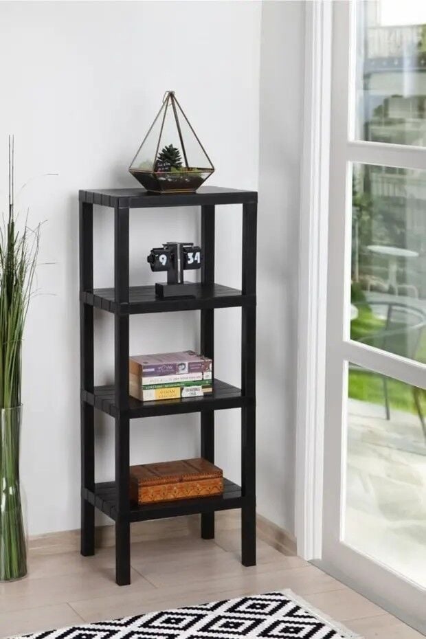 RAF 4 KATLI MODÜLER PVC SİYAH/BEYAZ