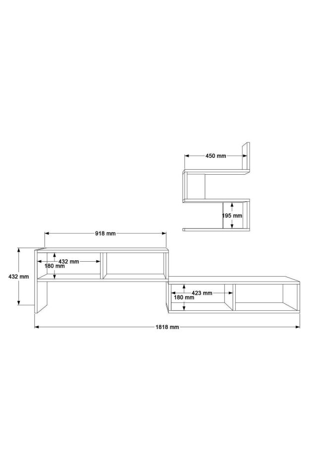 TV ÜNİTESİ 1818x300x432MM BEYAZ