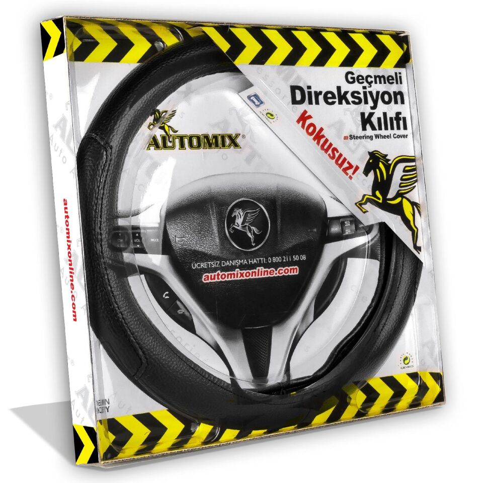 DİREKSİYON KILIFI DÜZ SİYAH 3072