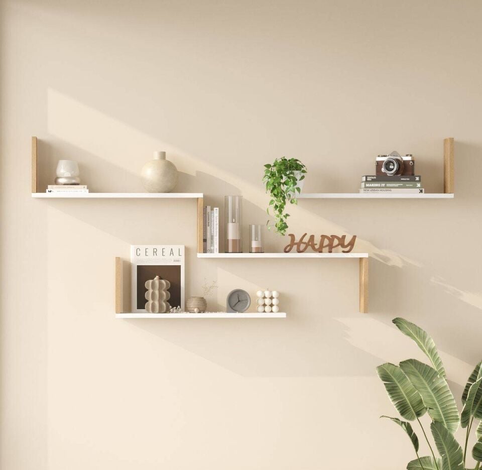 DUVAR RAFI 1800x145x762MM BEYAZ/ÇAM