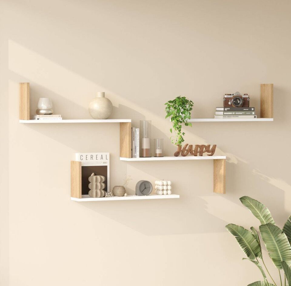 DUVAR RAFI 1800x145x762MM BEYAZ/ÇAM