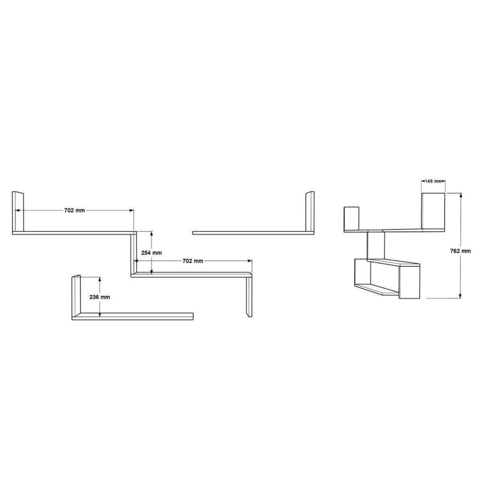 DUVAR RAFI 1800x145x762MM BEYAZ/ÇAM