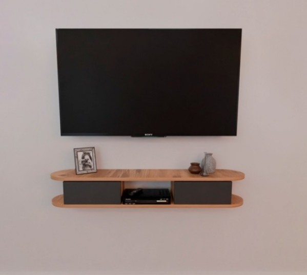 TV SEHPASI DUVAR TİPİ YUVARLAK ANTRASİT ÇAM 120CM