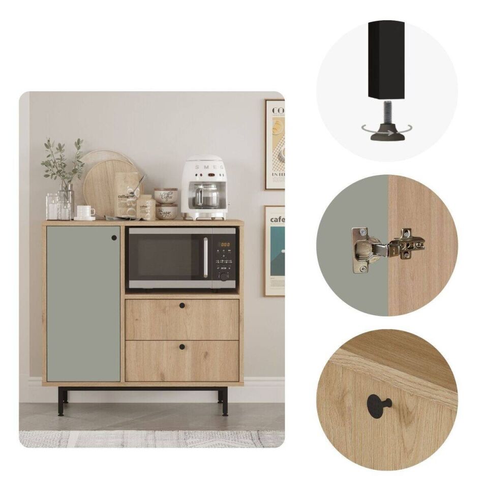 KAHVE KÖŞESİ 880x355x850MM ÇAM/YEŞİL KAPAK