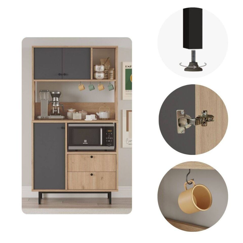 KAHVE KÖŞESİ 880x355x1612MM ÇAM/ANTRASİT KAPAK