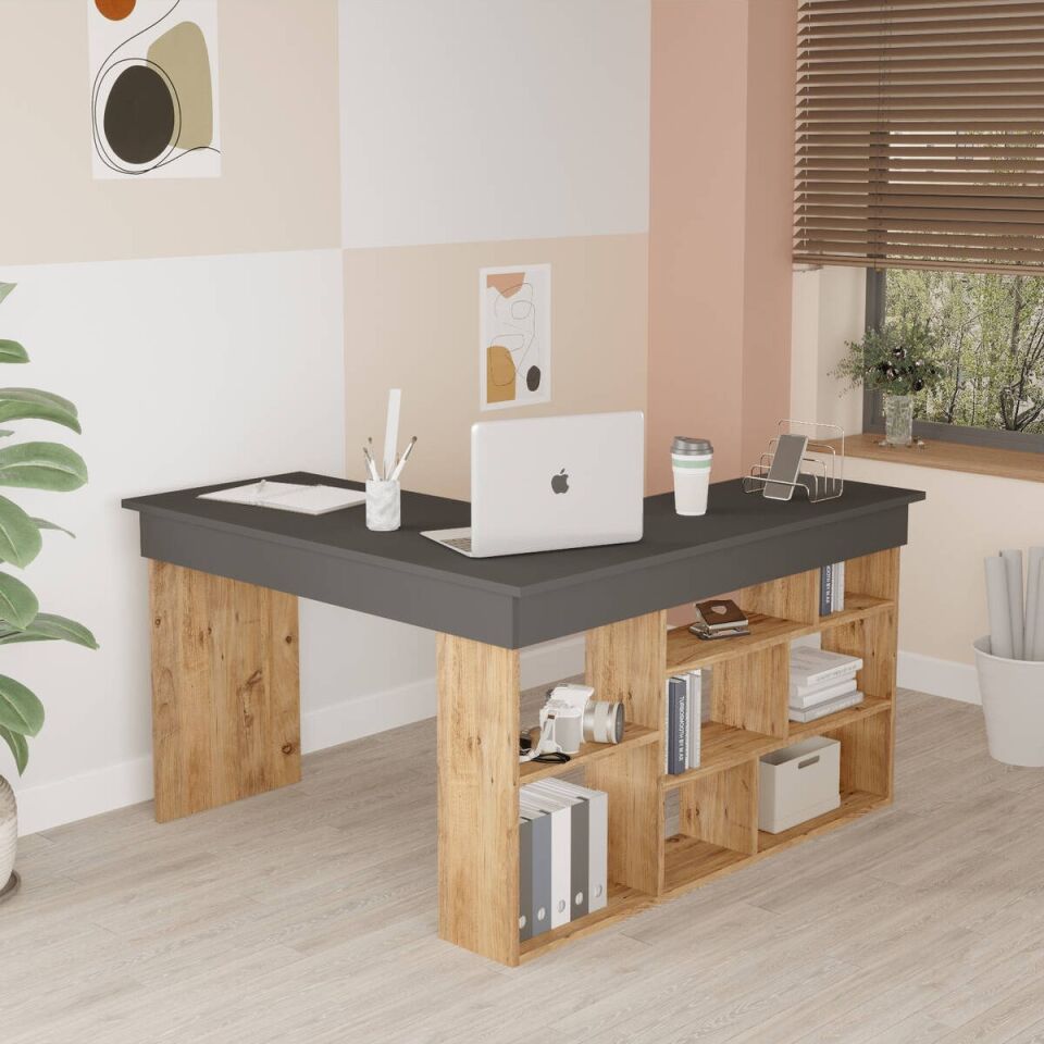 OFİS MASASI 1150x1200x720MM ÇAM/ANTRASİT