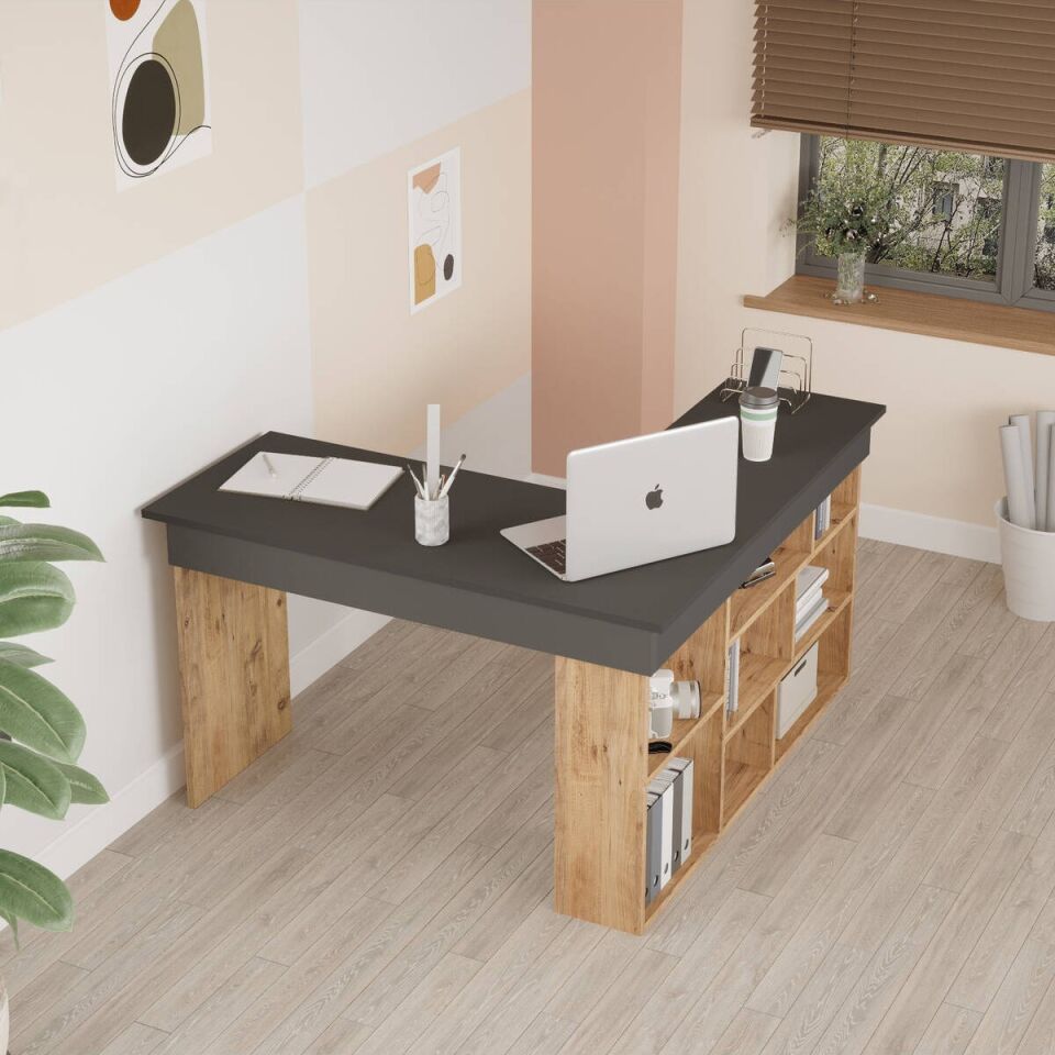 OFİS MASASI 1150x1200x720MM ÇAM/ANTRASİT
