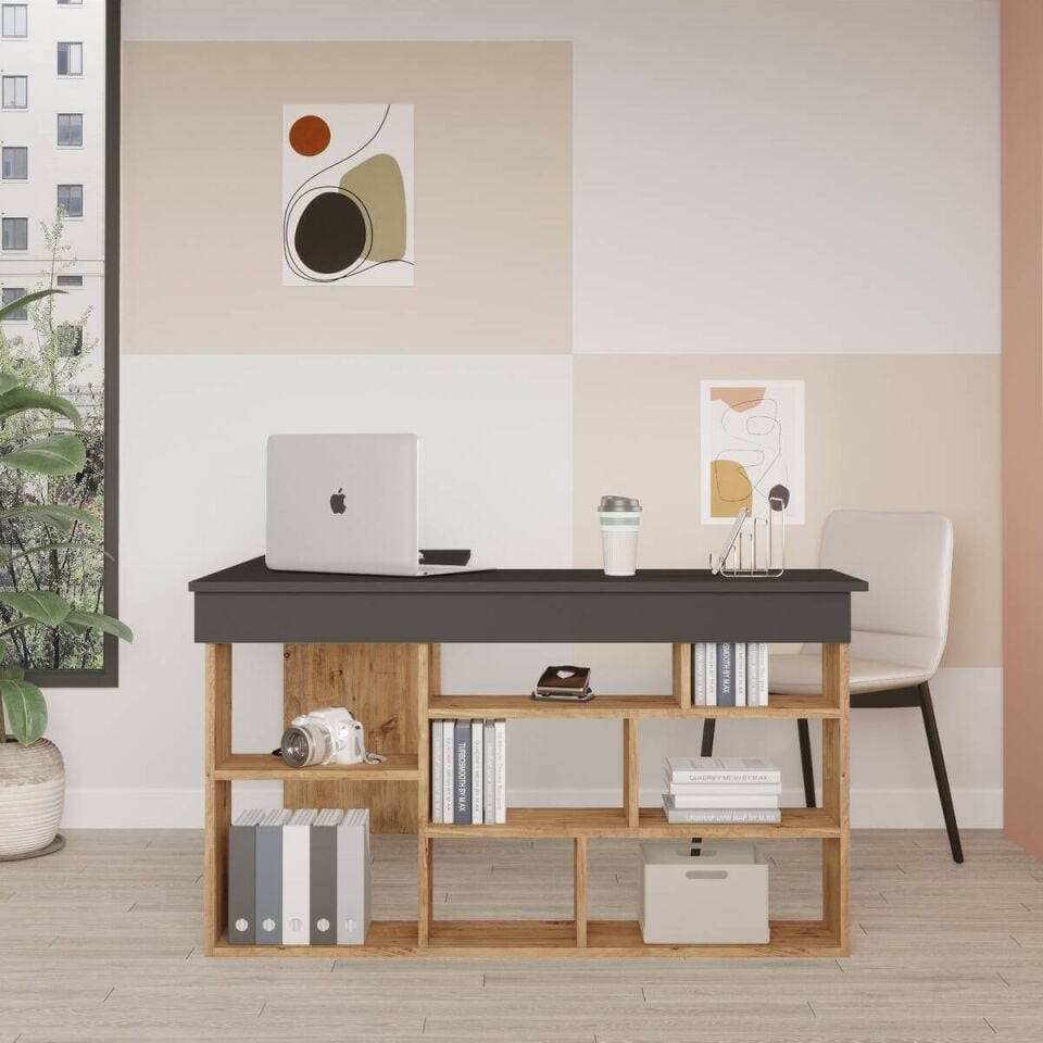 OFİS MASASI 1150x1200x720MM ÇAM/ANTRASİT