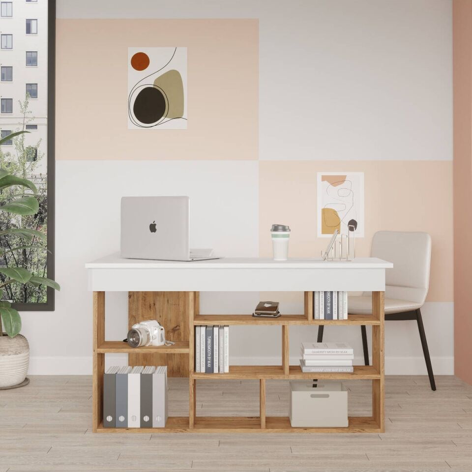 OFİS MASASI 1150x1200x720MM ÇAM/BEYAZ