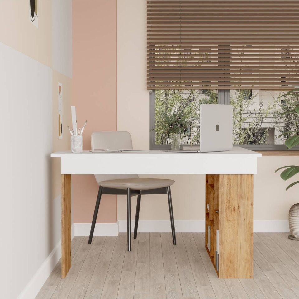 OFİS MASASI 1150x1200x720MM ÇAM/BEYAZ