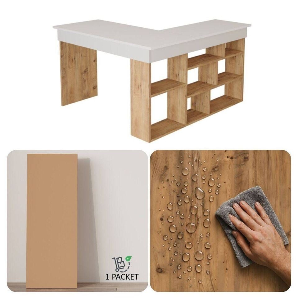 OFİS MASASI 1150x1200x720MM ÇAM/BEYAZ