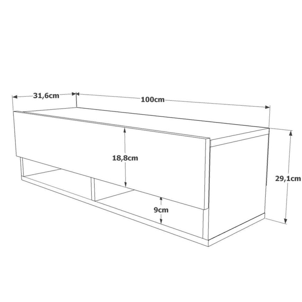 NET*/TV ÜNİTESİ DUVAR 1000x316x296MM ÇAM/ANTRASİT