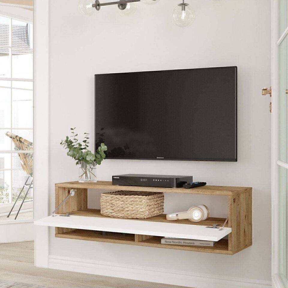 NET*/TV ÜNİTESİ DUVAR 1000x316x296MM ÇAM/BEYAZ