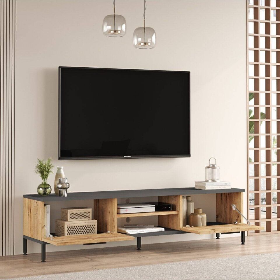 TV ÜNİTESİ 1600x350x391MM ÇAM/ANTRASİT