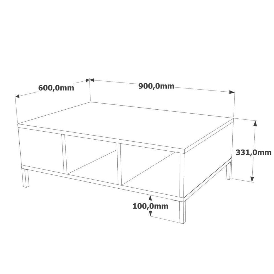 ORTA SEHPA 900x600x331MM ÇAM/ANTRASİT