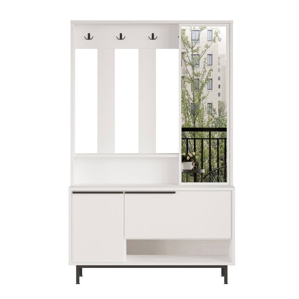 PORTMANTO VESTİYER AYAKKABILIK AYNALI BEYAZ