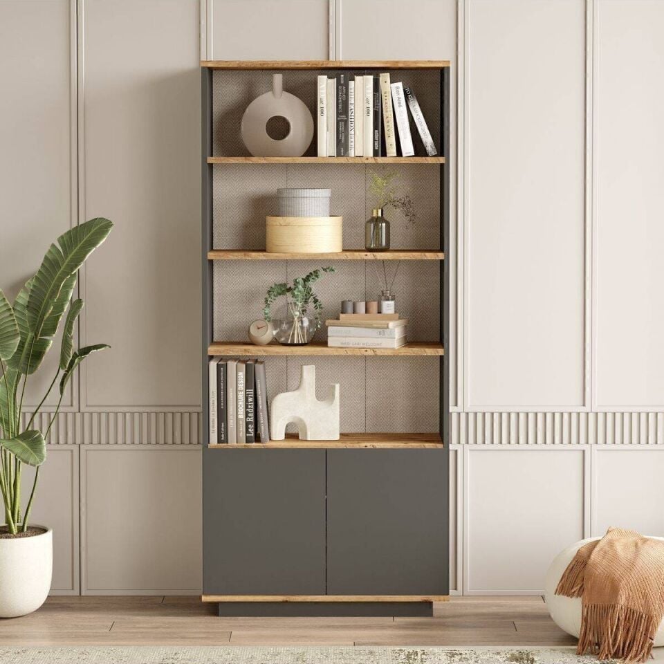 NET*/KİTAPLIK 2 KAPAK 4 RAFLI 268x750,5x1683MM ANT