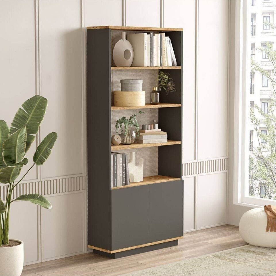 NET*/KİTAPLIK 2 KAPAK 4 RAFLI 268x750,5x1683MM ANT