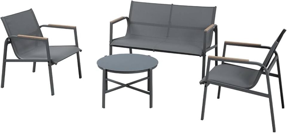 MASA SETİ SOFA MASALI 2+1+1 SET KOYU GRİ