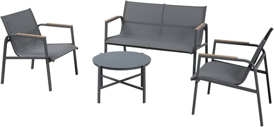 MASA SETİ SOFA MASALI 2+1+1 SET KOYU GRİ
