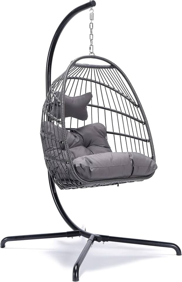 SALINCAK TEK KİŞİLİK RATTAN ASMALI KOYU GRİ