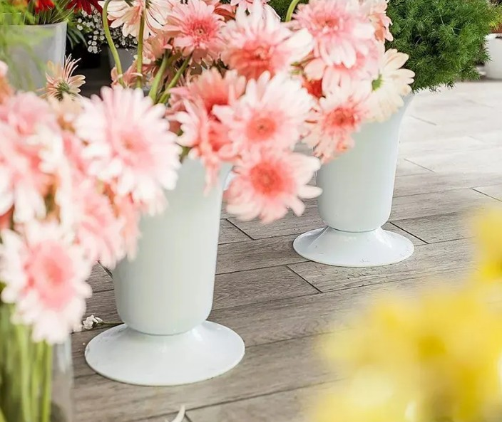 SAKSI VAZO AYAKLI SİLİNDİR BEYAZ