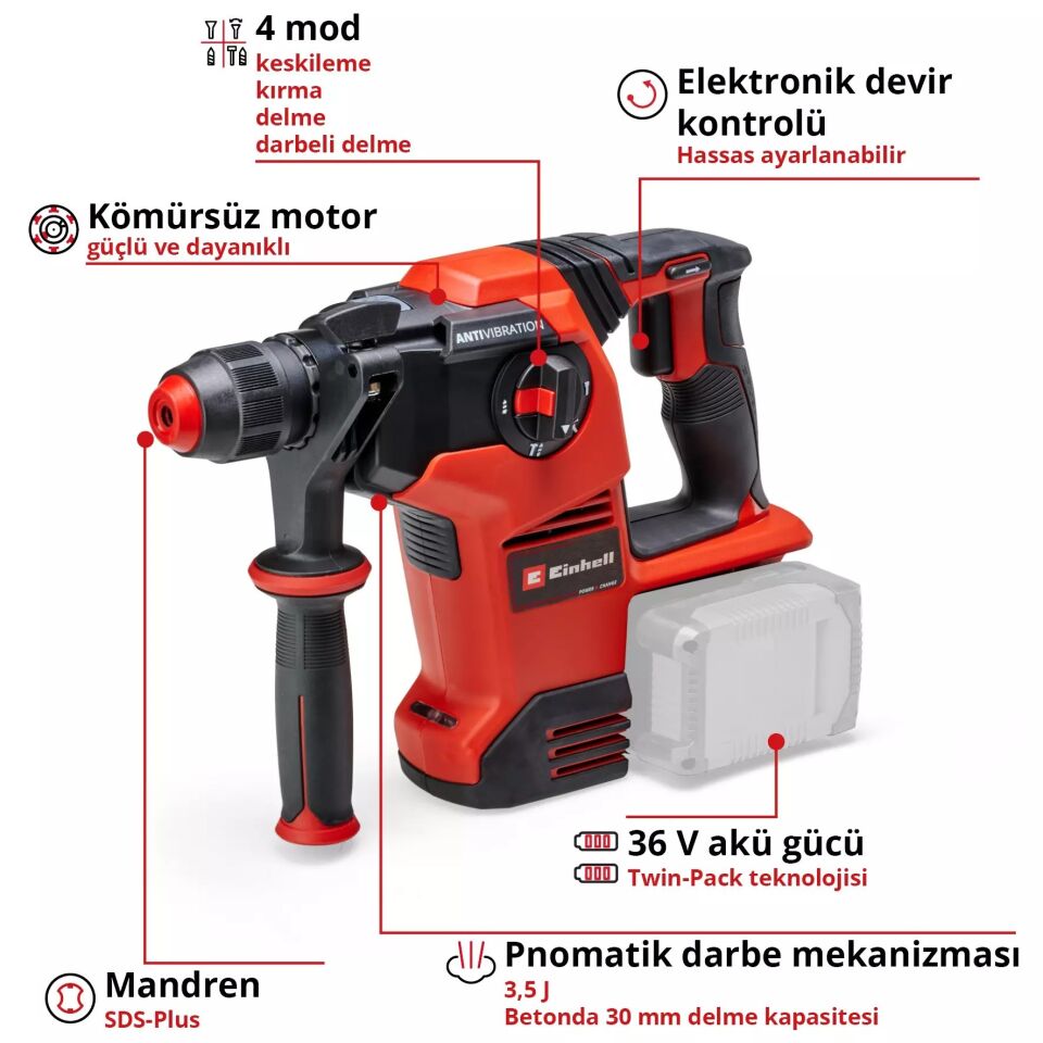 NET*/ AKÜLÜ PNÖMATİK MATKAP TP-HD 36/30 Li BL +4 -