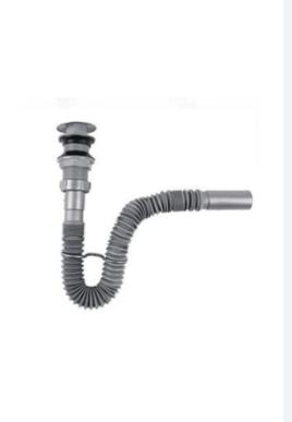 ORT-LAVABO SİFONU STOPLU POP-UP KÖRÜKLÜ GRİ Ø32MM