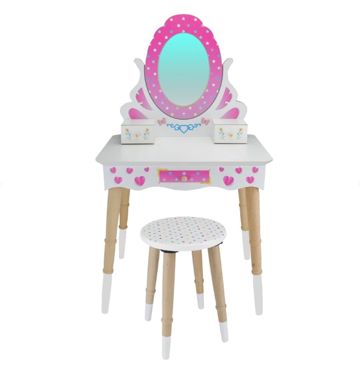 AHŞAP ÇOCUK MAKYAJ MASASI SETİ 53X36X96