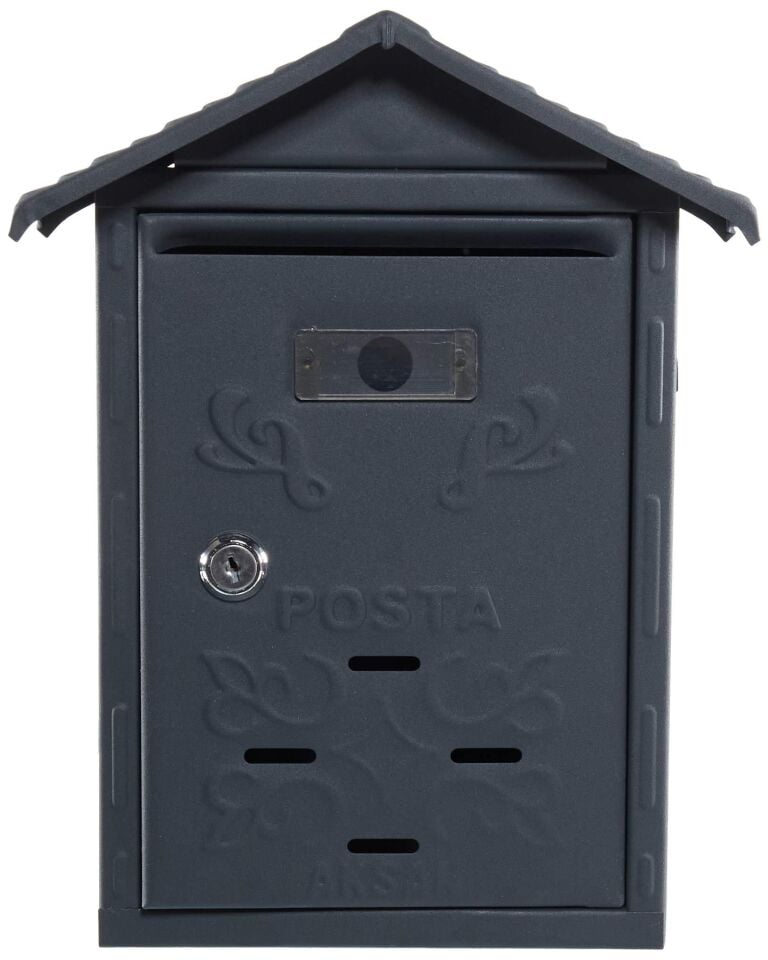 POSTA KUTUSU ÇATILI MOTİFLİ SİYAH GRİ TP