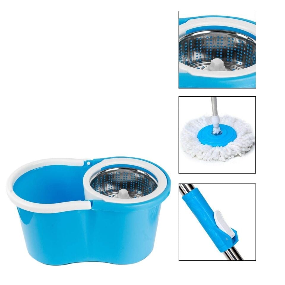 TEMİZLİK SETİ ÇELİK PASPAS SIKMA SEPETLİ VE UZATIL