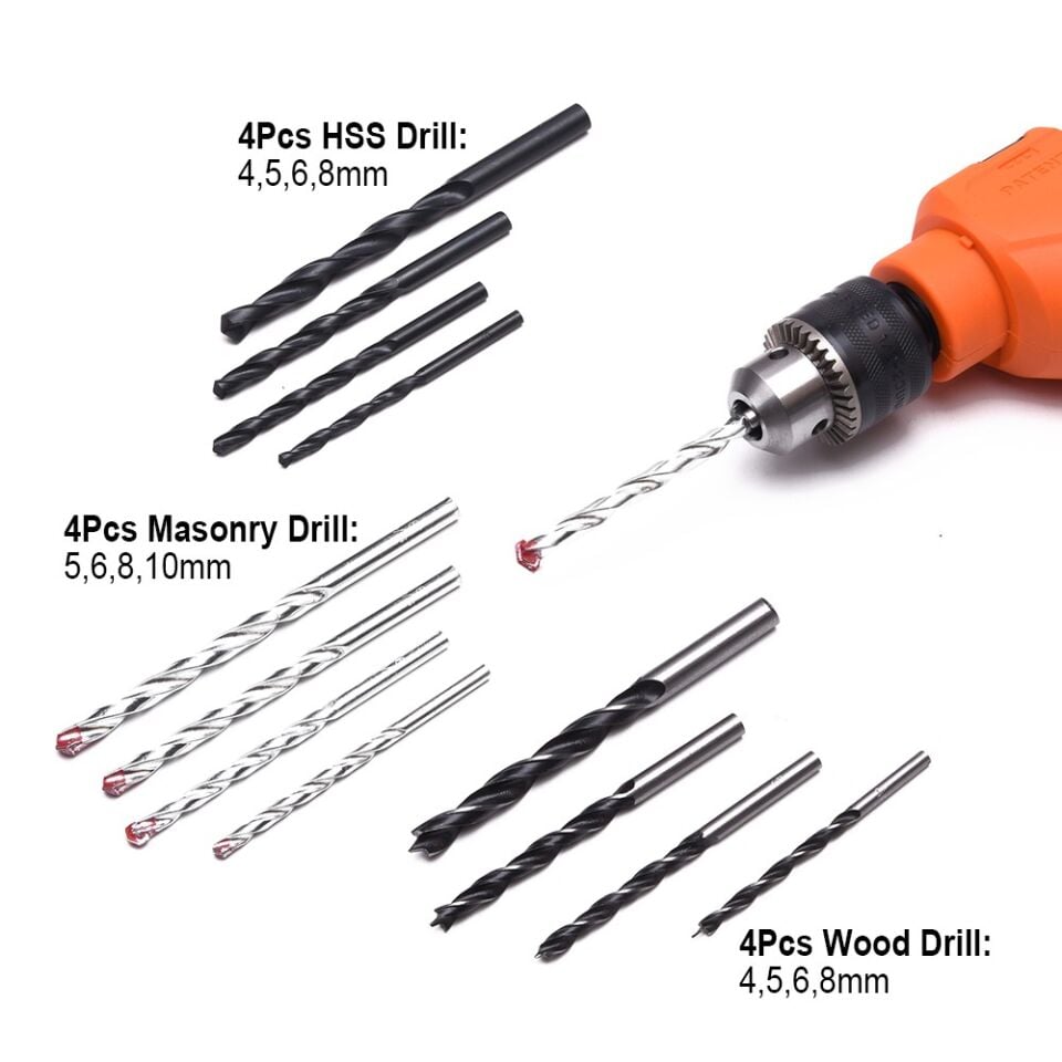 NET*DARBELİ MATKAP 13MM 550W VE 75 PARÇA ALET SETİ