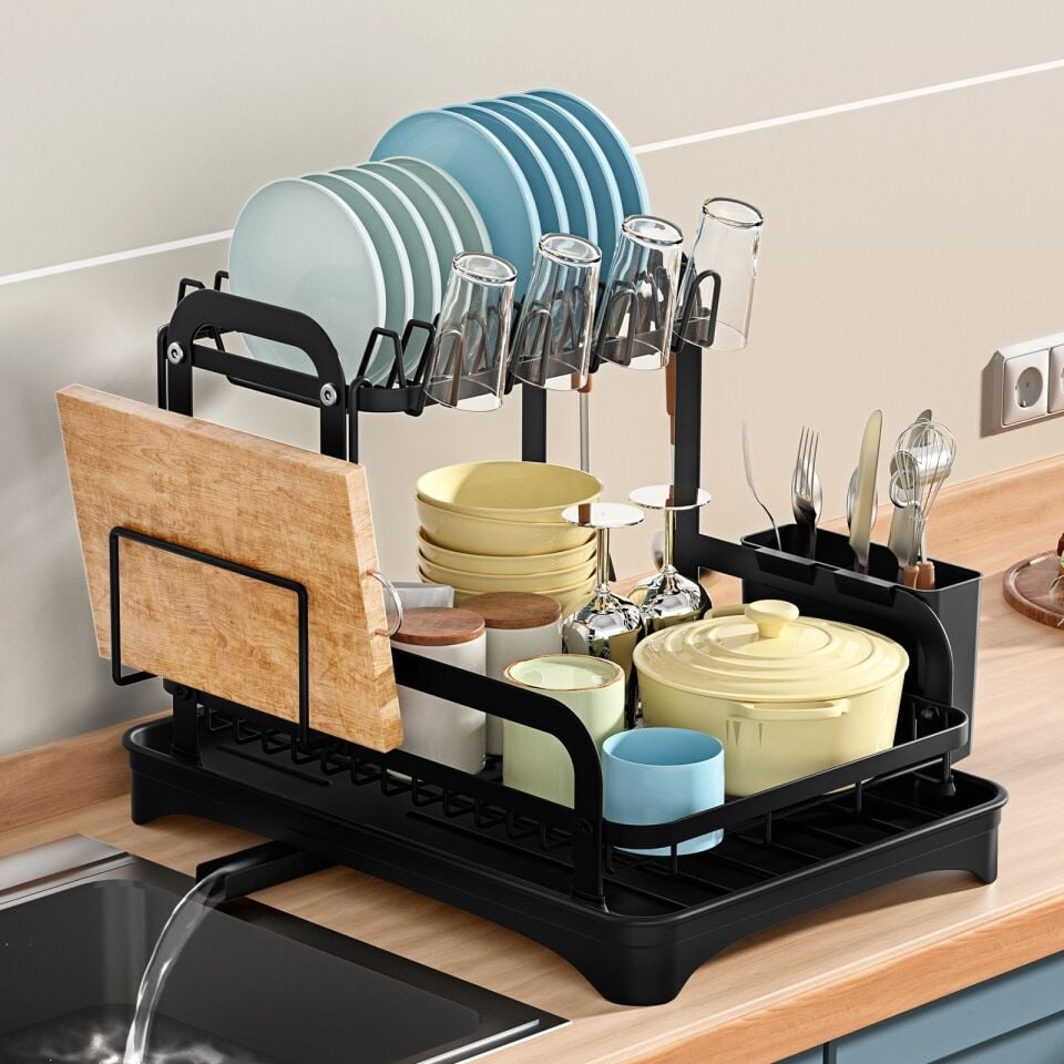 BULAŞIKLIK İKİ KATLI METAL SİYAH